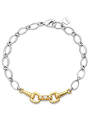 Montana Silversmiths QBC6084 Womens Enjoy the Ride Bracelet Silver And Gold front view. If you need any assistance with this item or the purchase of this item please call us at five six one seven four eight eight eight zero one Monday through Saturday 10:00a.m EST to 8:00 p.m EST