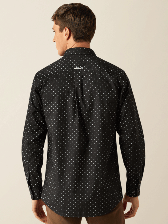 Ariat 10058994 Mens Seymour Fitted Long Sleeve Shirt Dark Grey back view. If you need any assistance with this item or the purchase of this item please call us at five six one seven four eight eight eight zero one Monday through Saturday 10:00a.m EST to 8:00 p.m EST

