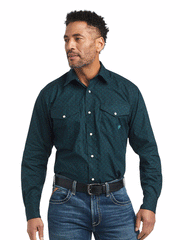 Ariat 10042337 Mens Kannon Classic Fit Shirt Ocean Depths front view. If you need any assistance with this item or the purchase of this item please call us at five six one seven four eight eight eight zero one Monday through Saturday 10:00a.m EST to 8:00 p.m EST