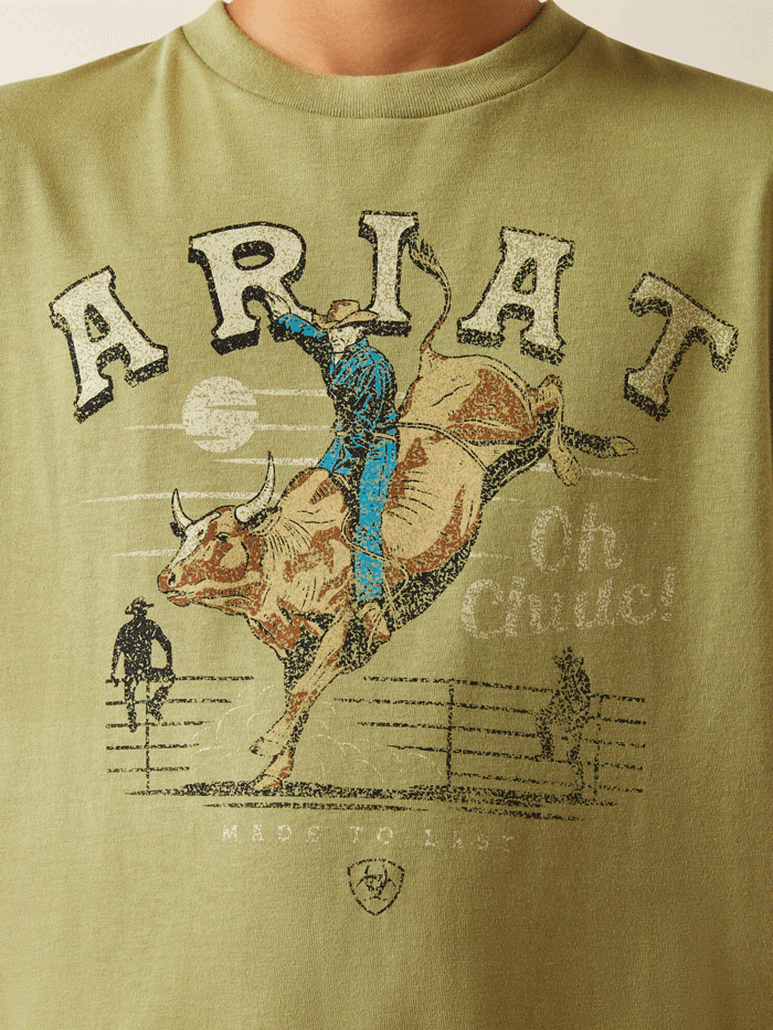 Ariat 10060397 Kids Oh Chute T-Shirt Tent Green front view. If you need any assistance with this item or the purchase of this item please call us at five six one seven four eight eight eight zero one Monday through Saturday 10:00a.m EST to 8:00 p.m EST