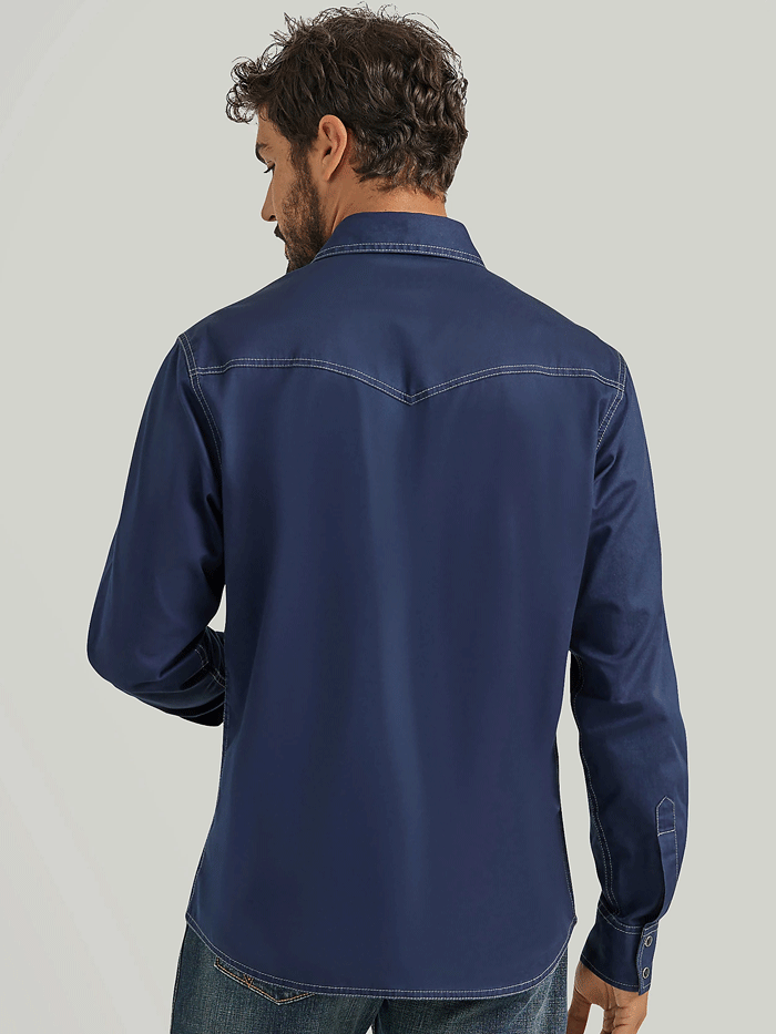 Wrangler 112352852 Mens Retro Premium Long Sleeve Shirt Rich Navy front view. If you need any assistance with this item or the purchase of this item please call us at five six one seven four eight eight eight zero one Monday through Saturday 10:00a.m EST to 8:00 p.m EST