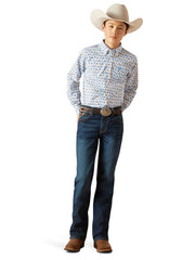 riat 10047296 Kids Peerce Classic Fit Shirt Blue front view. If you need any assistance with this item or the purchase of this item please call us at five six one seven four eight eight eight zero one Monday through Saturday 10:00a.m EST to 8:00 p.m EST