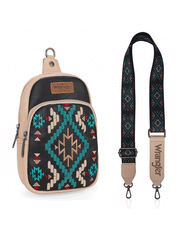 Wrangler WG2214-210BK Womens Southwestern Embroidered Sling Bag Black bag and strap. If you need any assistance with this item or the purchase of this item please call us at five six one seven four eight eight eight zero one Monday through Saturday 10:00a.m EST to 8:00 p.m EST

