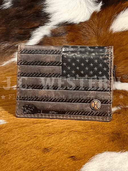 Hooey HFW003-BRBK Mens Liberty Rope Embossed Bi-Fold Money Clip Wallet Brown front view. If you need any assistance with this item or the purchase of this item please call us at five six one seven four eight eight eight zero one Monday through Saturday 10:00a.m EST to 8:00 p.m EST