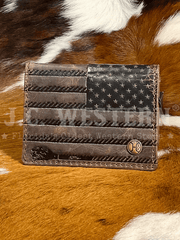 Hooey HFW003-BRBK Mens Liberty Rope Embossed Bi-Fold Money Clip Wallet Brown front view. If you need any assistance with this item or the purchase of this item please call us at five six one seven four eight eight eight zero one Monday through Saturday 10:00a.m EST to 8:00 p.m EST
