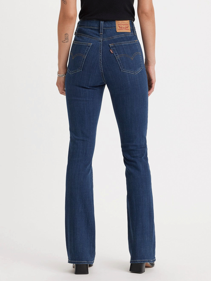 Levi's 187590038 Womens 725 High Rise Bootcut Jeans Lapis Dark Horse Navy front view. If you need any assistance with this item or the purchase of this item please call us at five six one seven four eight eight eight zero one Monday through Saturday 10:00a.m EST to 8:00 p.m EST

