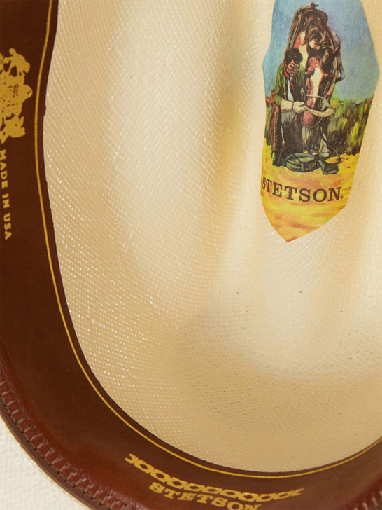 Stetson SSGNFT-664281 GUNFIGHTER 10X Straw Hat Natural inside close up. If you need any assistance with this item or the purchase of this item please call us at five six one seven four eight eight eight zero one Monday through Saturday 10:00a.m EST to 8:00 p.m EST