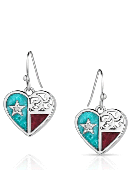 Montana Silversmiths ER5818 Womens Love for Texas Earrings Silver front. If you need any assistance with this item or the purchase of this item please call us at five six one seven four eight eight eight zero one Monday through Saturday 10:00a.m EST to 8:00 p.m EST