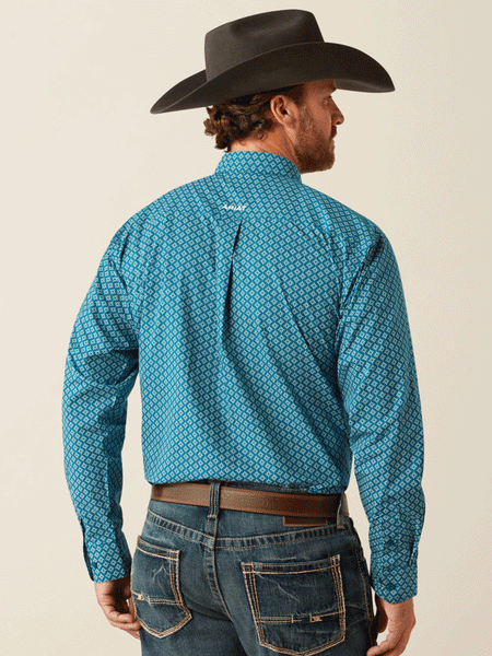 Ariat 10053923 Mens Petey Classic Fit Shirt Dark Teal back. If you need any assistance with this item or the purchase of this item please call us at five six one seven four eight eight eight zero one Monday through Saturday 10:00a.m EST to 8:00 p.m EST