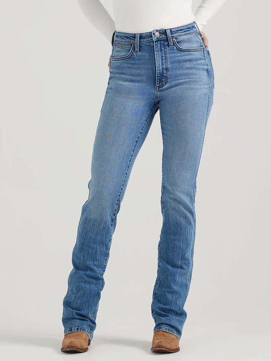 Wrangler 112356680 Womens Retro Bailey High Rise Bootcut Jean Kelly front. If you need any assistance with this item or the purchase of this item please call us at five six one seven four eight eight eight zero one Monday through Saturday 10:00a.m EST to 8:00 p.m EST