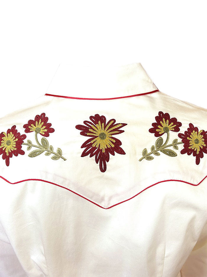 Rockmount 7811-IVO Women's Vintage Floral Embroidered Western Shirt Ivory front view. If you need any assistance with this item or the purchase of this item please call us at five six one seven four eight eight eight zero one Monday through Saturday 10:00a.m EST to 8:00 p.m EST
