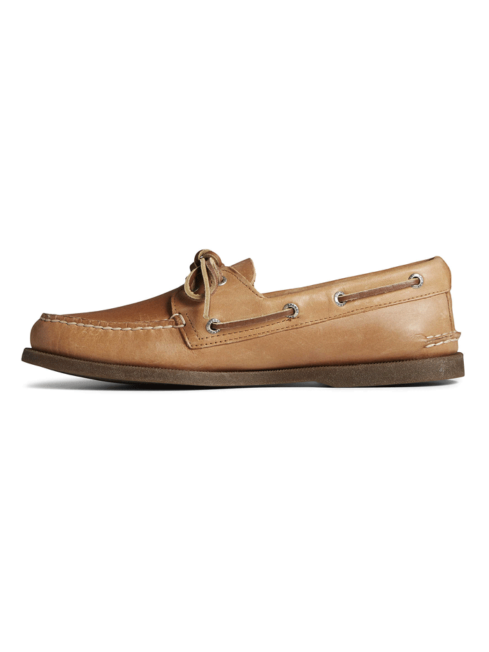 Sperry 0197640 Mens Authentic Original Boat Shoe Sahara Tan front and side view. If you need any assistance with this item or the purchase of this item please call us at five six one seven four eight eight eight zero one Monday through Saturday 10:00a.m EST to 8:00 p.m EST