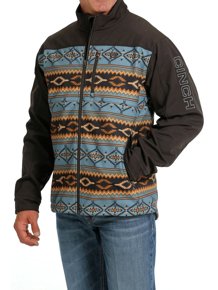 Cinch MWJ1583004 Mens Western Bonded Jacket Brown front and side view. If you need any assistance with this item or the purchase of this item please call us at five six one seven four eight eight eight zero one Monday through Saturday 10:00a.m EST to 8:00 p.m EST