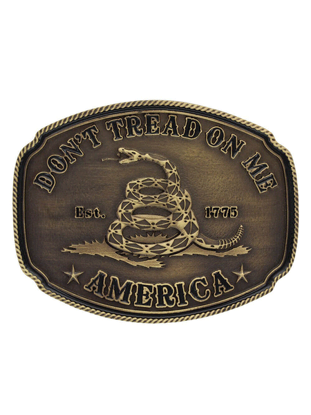 Montana Silversmiths A515C American Gadsden Don't Tread on Me Heritage Attitude Buckle Bronze front view. If you need any assistance with this item or the purchase of this item please call us at five six one seven four eight eight eight zero one Monday through Saturday 10:00a.m EST to 8:00 p.m EST
