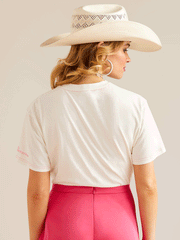 Ariat 10048695 Womens Glamoorous T-Shirt Cloud Dancer Ivory back view. If you need any assistance with this item or the purchase of this item please call us at five six one seven four eight eight eight zero one Monday through Saturday 10:00a.m EST to 8:00 p.m EST