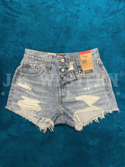 Levi's 563270321 Womens 501 Original Shorts Quiet Riot front view. If you need any assistance with this item or the purchase of this item please call us at five six one seven four eight eight eight zero one Monday through Saturday 10:00a.m EST to 8:00 p.m EST 