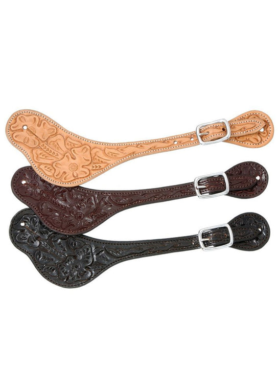 Tough 1 78-3590 Royal King Floral Tooled Spur Leather Straps all colors front view. If you need any assistance with this item or the purchase of this item please call us at five six one seven four eight eight eight zero one Monday through Saturday 10:00a.m EST to 8:00 p.m EST