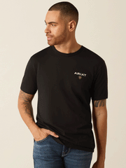Ariat 10052018 Mens American Rancher T-Shirt Black front view. If you need any assistance with this item or the purchase of this item please call us at five six one seven four eight eight eight zero one Monday through Saturday 10:00a.m EST to 8:00 p.m EST