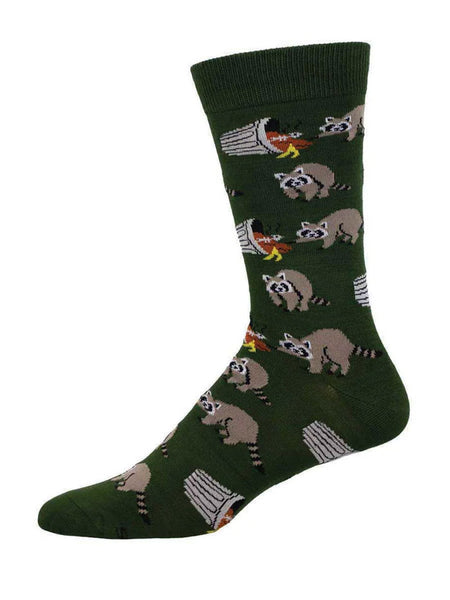 Socksmith MBN3466-GEE Mens Trash Bandit Socks Green front view. If you need any assistance with this item or the purchase of this item please call us at five six one seven four eight eight eight zero one Monday through Saturday 10:00a.m EST to 8:00 p.m EST