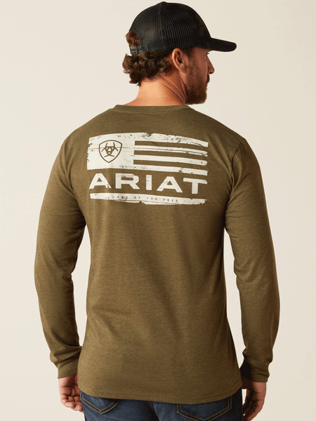 Ariat 10053989 Mens Boarded LOTF Hex T-Shirt Military Heather back. If you need any assistance with this item or the purchase of this item please call us at five six one seven four eight eight eight zero one Monday through Saturday 10:00a.m EST to 8:00 p.m EST