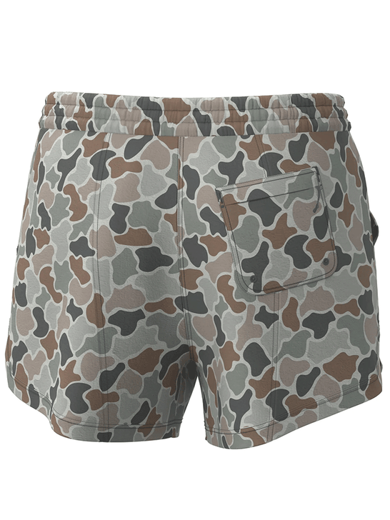 Local Girl Outfitters L5160001-FCF Womens Volley Shorts Forest Camo Flora back view. If you need any assistance with this item or the purchase of this item please call us at five six one seven four eight eight eight zero one Monday through Saturday 10:00a.m EST to 8:00 p.m EST