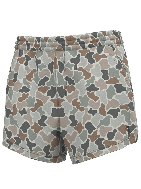Local Girl Outfitters L5160001-FCF Womens Volley Shorts Forest Camo Flora front view. If you need any assistance with this item or the purchase of this item please call us at five six one seven four eight eight eight zero one Monday through Saturday 10:00a.m EST to 8:00 p.m EST