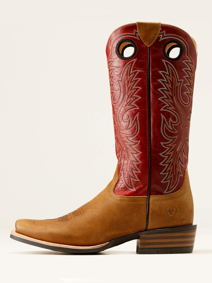 Ariat 10050878 Mens Ringer Cowboy Boot Red Cedar Tan outter side and front view. If you need any assistance with this item or the purchase of this item please call us at five six one seven four eight eight eight zero one Monday through Saturday 10:00a.m EST to 8:00 p.m EST