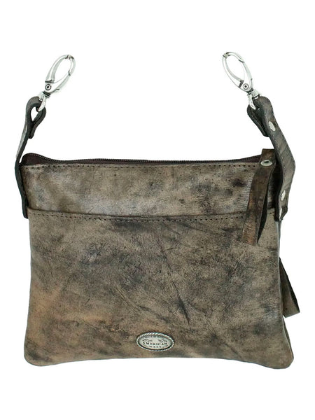 American West 4383884 Ladies Cowtown Trail Rider Crossbody Hip Bag Dark Brown back view. If you need any assistance with this item or the purchase of this item please call us at five six one seven four eight eight eight zero one Monday through Saturday 10:00a.m EST to 8:00 p.m EST