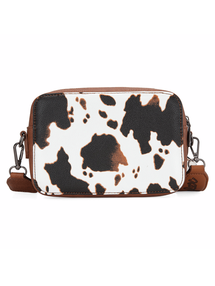 Wrangler WG133-3003BR Womens Cow Print Crossbody Purse With Wallet Compartment Brown front. If you need any assistance with this item or the purchase of this item please call us at five six one seven four eight eight eight zero one Monday through Saturday 10:00a.m EST to 8:00 p.m EST

