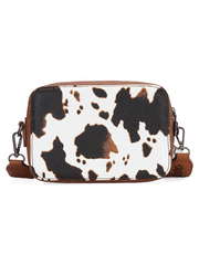 Wrangler WG133-3003BR Womens Cow Print Crossbody Purse With Wallet Compartment Brown back. If you need any assistance with this item or the purchase of this item please call us at five six one seven four eight eight eight zero one Monday through Saturday 10:00a.m EST to 8:00 p.m EST

