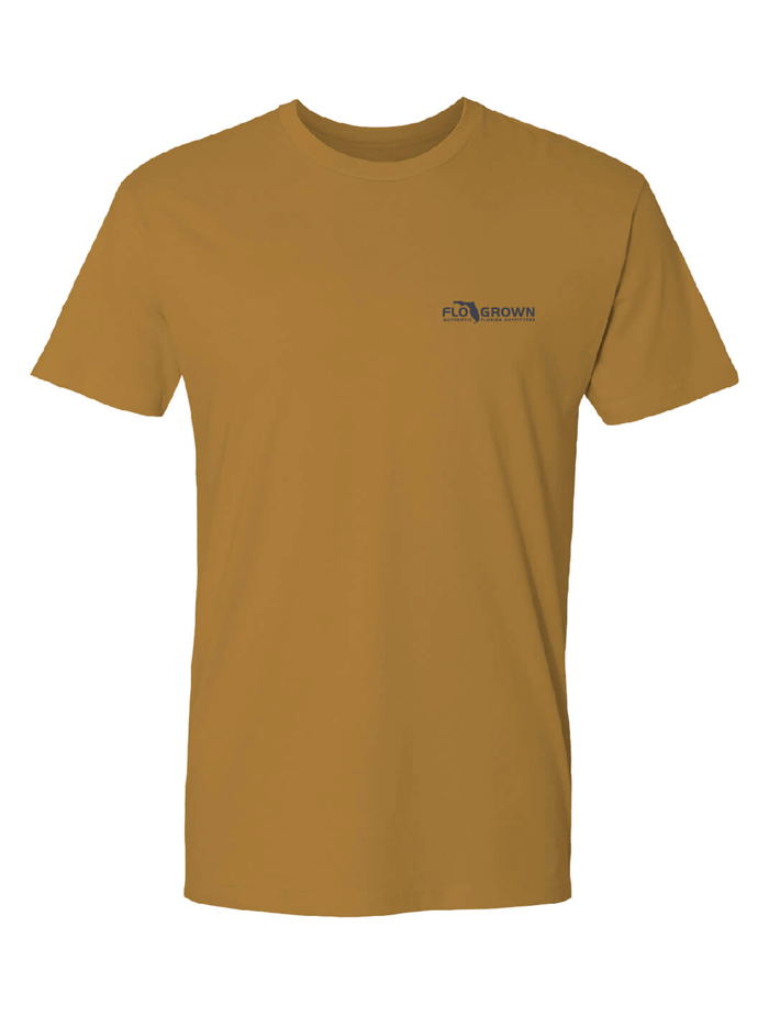 FloGrown FGM-1885 Mens Vintage Tuna Tee Antique Gold back view. If you need any assistance with this item or the purchase of this item please call us at five six one seven four eight eight eight zero one Monday through Saturday 10:00a.m EST to 8:00 p.m EST
