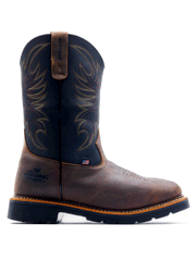 Thorogood 814-4330 Mens Square Toe Wellington Waterproof Boot Crazyhorse Brown outter side view. If you need any assistance with this item or the purchase of this item please call us at five six one seven four eight eight eight zero one Monday through Saturday 10:00a.m EST to 8:00 p.m EST