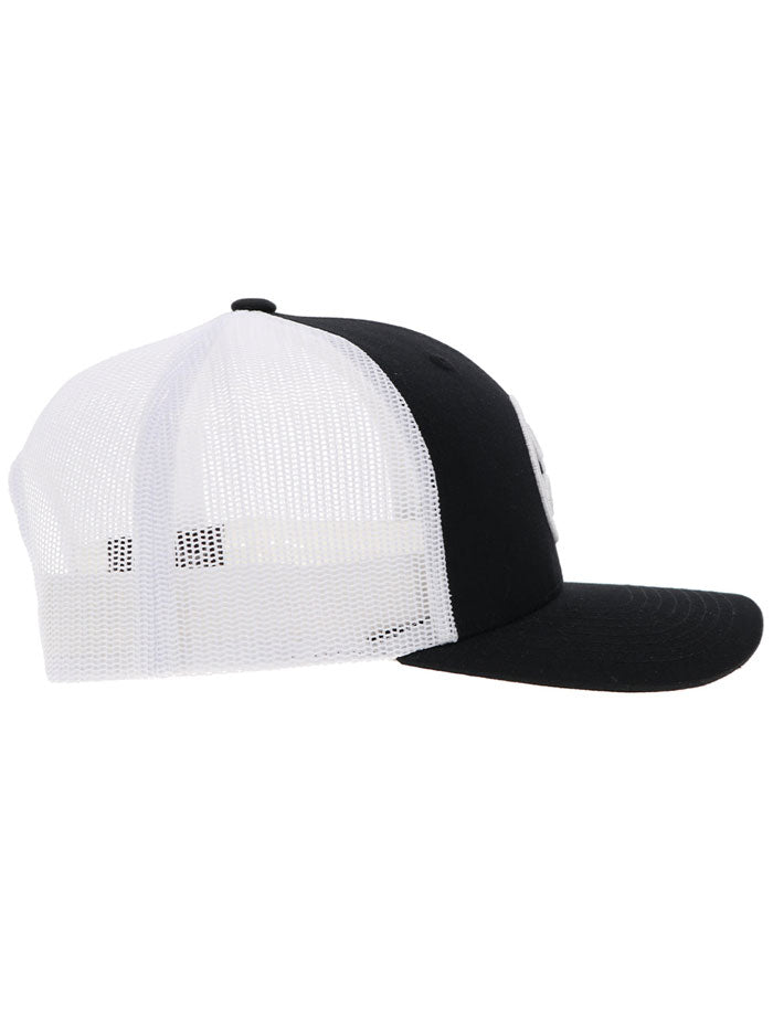 Hooey 2309T-BKWH O-CLASSIC Mid Profile Snapback Trucker Hat White And Black side / front view. If you need any assistance with this item or the purchase of this item please call us at five six one seven four eight eight eight zero one Monday through Saturday 10:00a.m EST to 8:00 p.m EST