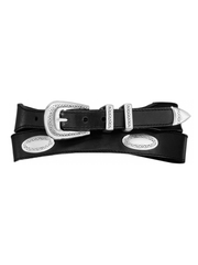 Brighton 39103 Mens Taper Ornament Belt Black front view. If you need any assistance with this item or the purchase of this item please call us at five six one seven four eight eight eight zero one Monday through Saturday 10:00a.m EST to 8:00 p.m EST
