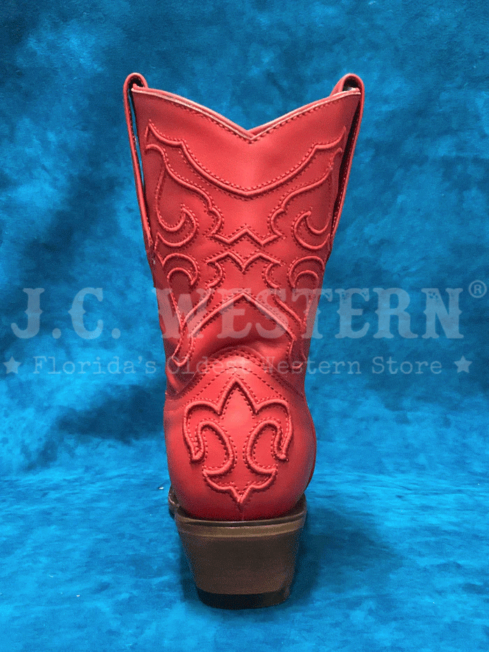 Corral Z5112 Ladies Embroidery Ankle Western Boot Red front and side view. If you need any assistance with this item or the purchase of this item please call us at five six one seven four eight eight eight zero one Monday through Saturday 10:00a.m EST to 8:00 p.m EST