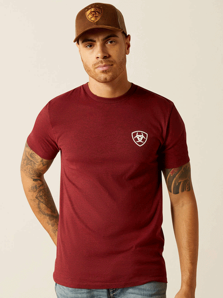 Ariat 10052510 Mens Eagle and Snake T-Shirt Burgundy front view. If you need any assistance with this item or the purchase of this item please call us at five six one seven four eight eight eight zero one Monday through Saturday 10:00a.m EST to 8:00 p.m EST