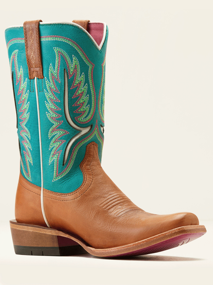 Ariat 10051021 Womens Futurity Colt Western Boot Tan Patina front and side view. If you need any assistance with this item or the purchase of this item please call us at five six one seven four eight eight eight zero one Monday through Saturday 10:00a.m EST to 8:00 p.m EST