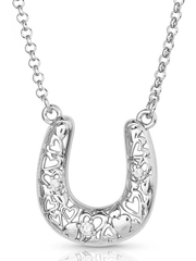 Montana Silversmiths NC5700 Womens Heartfelt Luck Horseshoe Necklace Silver front. If you need any assistance with this item or the purchase of this item please call us at five six one seven four eight eight eight zero one Monday through Saturday 10:00a.m EST to 8:00 p.m EST