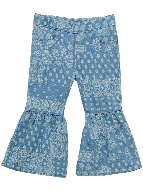 Wrangler 112365060 Infants Flare Jean Winter Light Blue front view. If you need any assistance with this item or the purchase of this item please call us at five six one seven four eight eight eight zero one Monday through Saturday 10:00a.m EST to 8:00 p.m EST