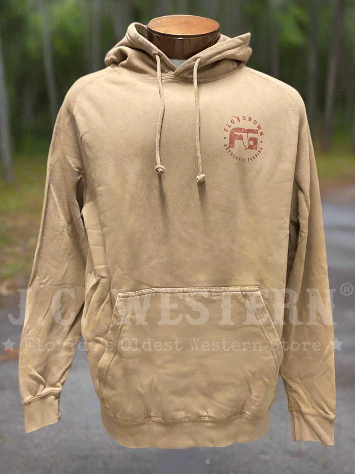 FloGrown FGM-598 Mens Vintage Hoodie Tan back. If you need any assistance with this item or the purchase of this item please call us at five six one seven four eight eight eight zero one Monday through Saturday 10:00a.m EST to 8:00 p.m EST