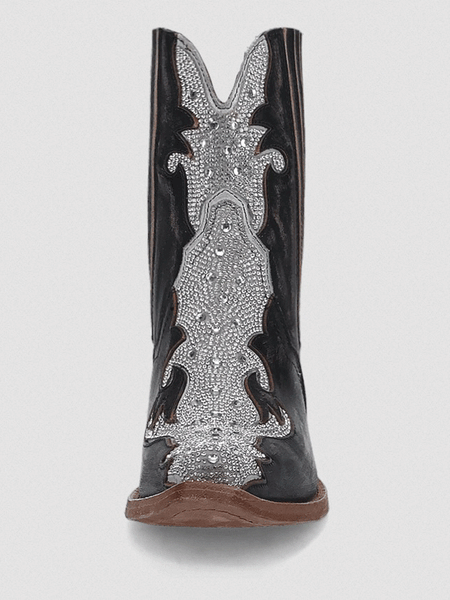 Dan Post DP5125 Womens CRYSTAL Leather Bootie Black full front view. If you need any assistance with this item or the purchase of this item please call us at five six one seven four eight eight eight zero one Monday through Saturday 10:00a.m EST to 8:00 p.m EST