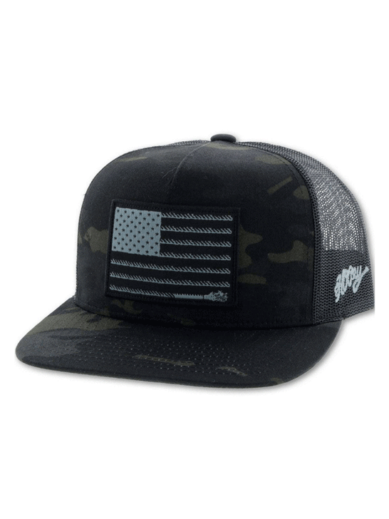 Hooey 2010T-CABK-Y Youth Liberty Roper Snapback Cap Black front and side view. If you need any assistance with this item or the purchase of this item please call us at five six one seven four eight eight eight zero one Monday through Saturday 10:00a.m EST to 8:00 p.m EST