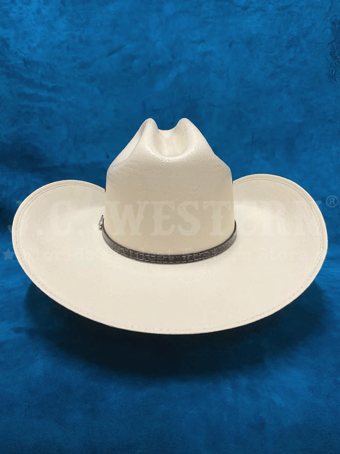 Justin JS1356BKHL4004 20X BLACK HILLS Straw Cowboy Hat Ivory front and side view. If you need any assistance with this item or the purchase of this item please call us at five six one seven four eight eight eight zero one Monday through Saturday 10:00a.m EST to 8:00 p.m EST