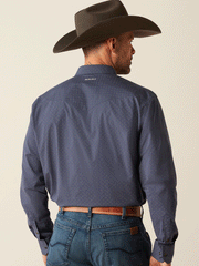 Ariat 10053938 Mens Relentless Pursuit Classic Fit Shirt Navy back view. If you need any assistance with this item or the purchase of this item please call us at five six one seven four eight eight eight zero one Monday through Saturday 10:00a.m EST to 8:00 p.m EST