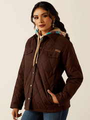 Ariat 10052401 Womens Grizzly Quilted Barn Jacket Mole Dark Brown front view. If you need any assistance with this item or the purchase of this item please call us at five six one seven four eight eight eight zero one Monday through Saturday 10:00a.m EST to 8:00 p.m EST

