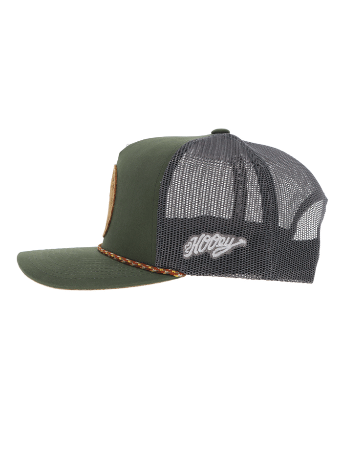 Hooey 2314T-OLGY SPUR High Profile Snapback Trucker Hat Olive And Grey front and side view. If you need any assistance with this item or the purchase of this item please call us at five six one seven four eight eight eight zero one Monday through Saturday 10:00a.m EST to 8:00 p.m EST

