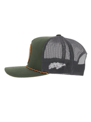 Hooey 2314T-OLGY SPUR High Profile Snapback Trucker Hat Olive And Grey left side view. If you need any assistance with this item or the purchase of this item please call us at five six one seven four eight eight eight zero one Monday through Saturday 10:00a.m EST to 8:00 p.m EST

