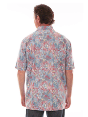 Scully 5313-RED Mens Birds In Paradise Hawaiian Shirt Red back view. If you need any assistance with this item or the purchase of this item please call us at five six one seven four eight eight eight zero one Monday through Saturday 10:00a.m EST to 8:00 p.m EST