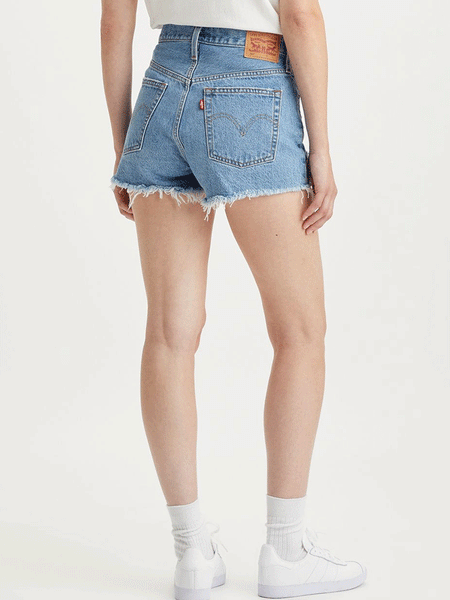 Levi's 563270321 Womens 501 Original Shorts Quiet Riot back view on model. If you need any assistance with this item or the purchase of this item please call us at five six one seven four eight eight eight zero one Monday through Saturday 10:00a.m EST to 8:00 p.m EST