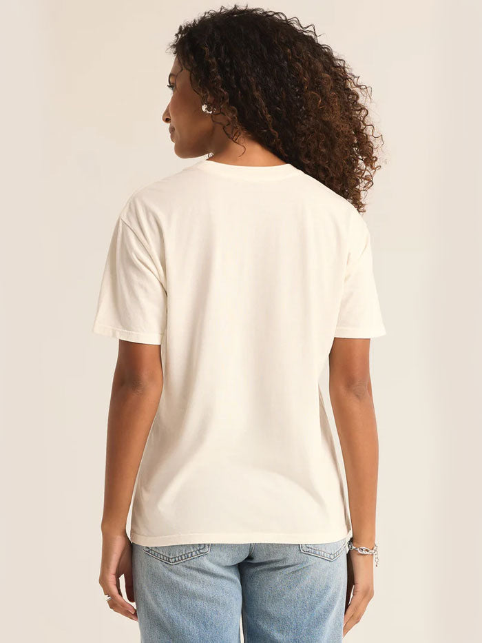 Z Supply GT242600S Womens Kiss Cowboys Boyfriend Tee Sea Salt Cream front view. If you need any assistance with this item or the purchase of this item please call us at five six one seven four eight eight eight zero one Monday through Saturday 10:00a.m EST to 8:00 p.m EST